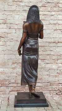 Cleopatra Egyptian Pharaoh Bronze Sculpture 34" x 11"