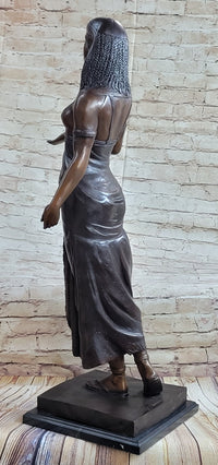 Cleopatra Egyptian Pharaoh Bronze Sculpture 34" x 11"