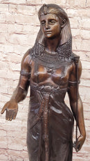Cleopatra Egyptian Pharaoh Bronze Sculpture 34" x 11"