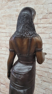 Cleopatra Egyptian Pharaoh Bronze Sculpture 34" x 11"