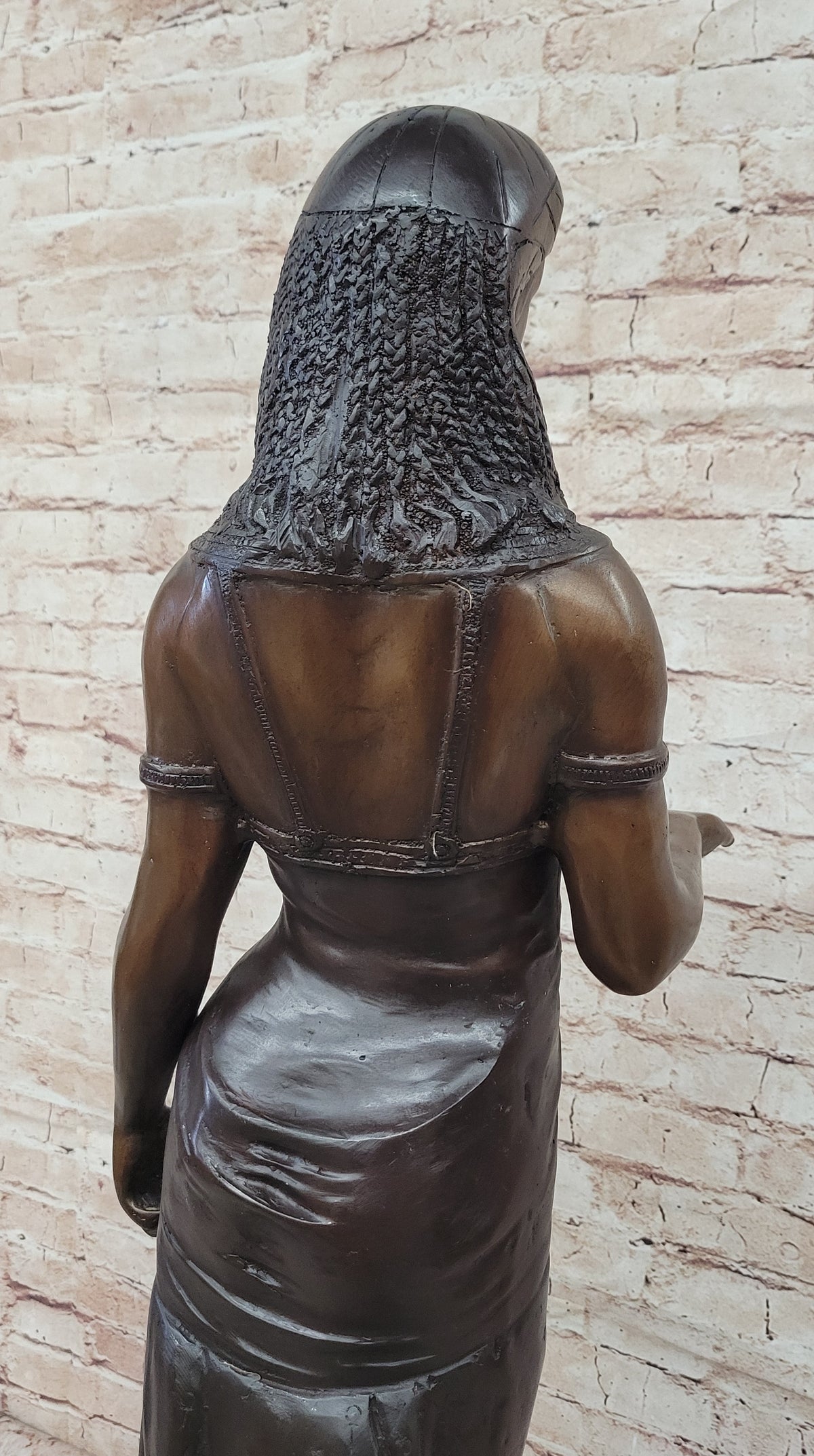 Cleopatra Egyptian Pharaoh Bronze Sculpture 34" x 11"