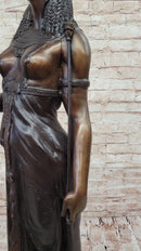 Cleopatra Egyptian Pharaoh Bronze Sculpture 34" x 11"