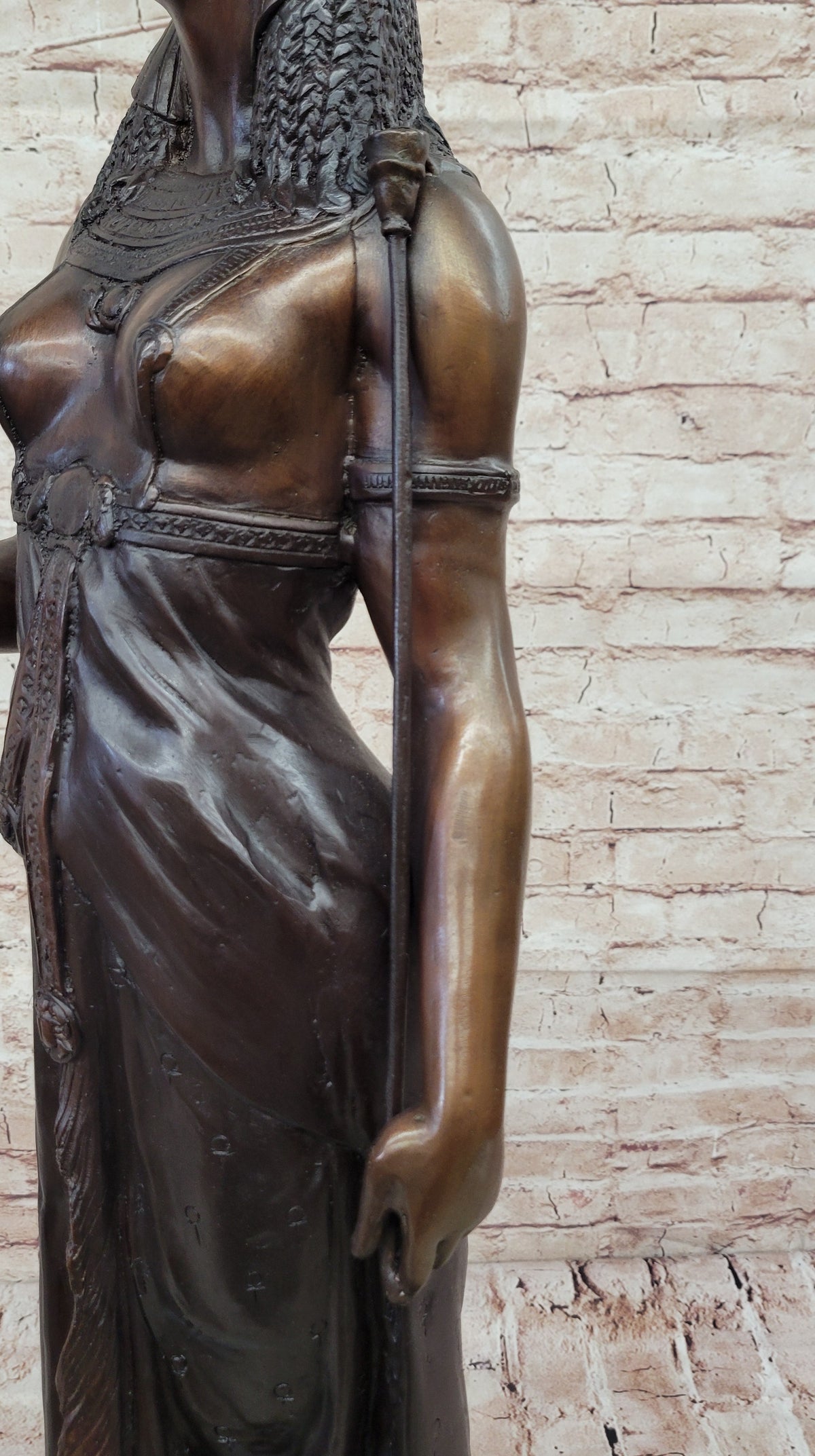 Cleopatra Egyptian Pharaoh Bronze Sculpture 34" x 11"