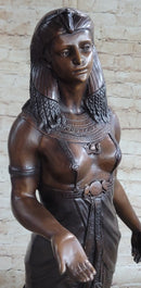 Cleopatra Egyptian Pharaoh Bronze Sculpture 34" x 11"