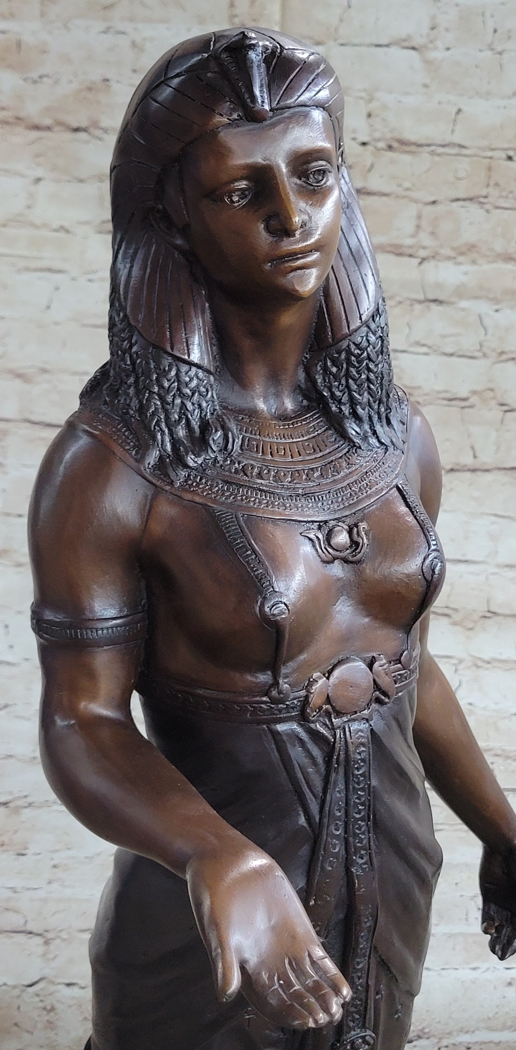 Cleopatra Egyptian Pharaoh Bronze Sculpture 34" x 11"