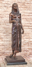 Cleopatra Egyptian Pharaoh Bronze Sculpture 34" x 11"