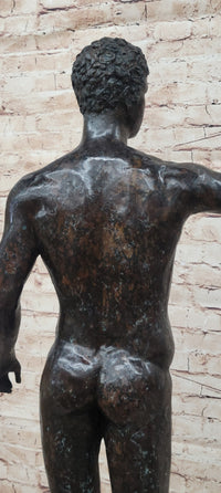 Auguste Rodin Age of Bronze Tribute Statue Sculpture Nude Male Figure 39" x 25"