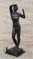 Age of Bronze by Auguste Rodin Statue Sculpture Realism Nude Man Male Figure 37" x 11"