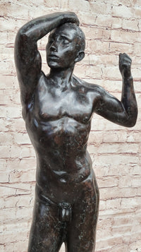 Age of Bronze by Auguste Rodin Statue Sculpture Realism Nude Man Male Figure 37" x 11"