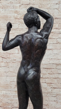 Age of Bronze by Auguste Rodin Statue Sculpture Realism Nude Man Male Figure 37" x 11"