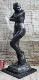 Eve by Auguste Rodin Bronze Sculpture Statue Nude Female Figure on Marble Base