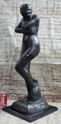 Eve by Auguste Rodin Bronze Sculpture Statue Nude Female Figure on Marble Base