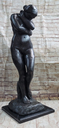 Eve by Auguste Rodin Bronze Sculpture Statue Nude Female Figure on Marble Base