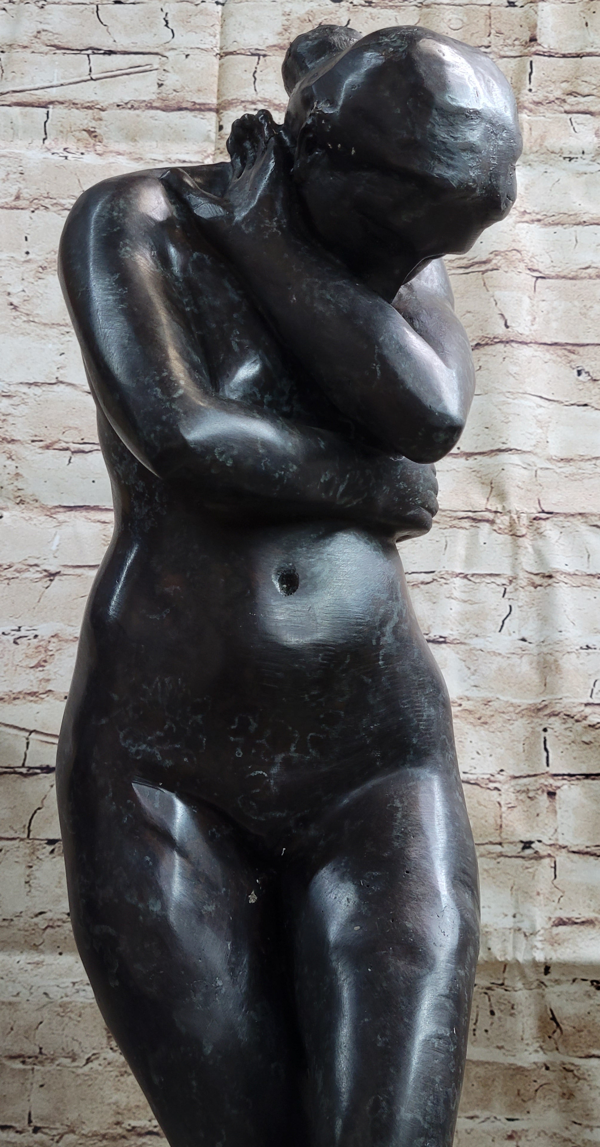 Eve by Auguste Rodin Bronze Sculpture Statue Nude Female Figure on Marble Base