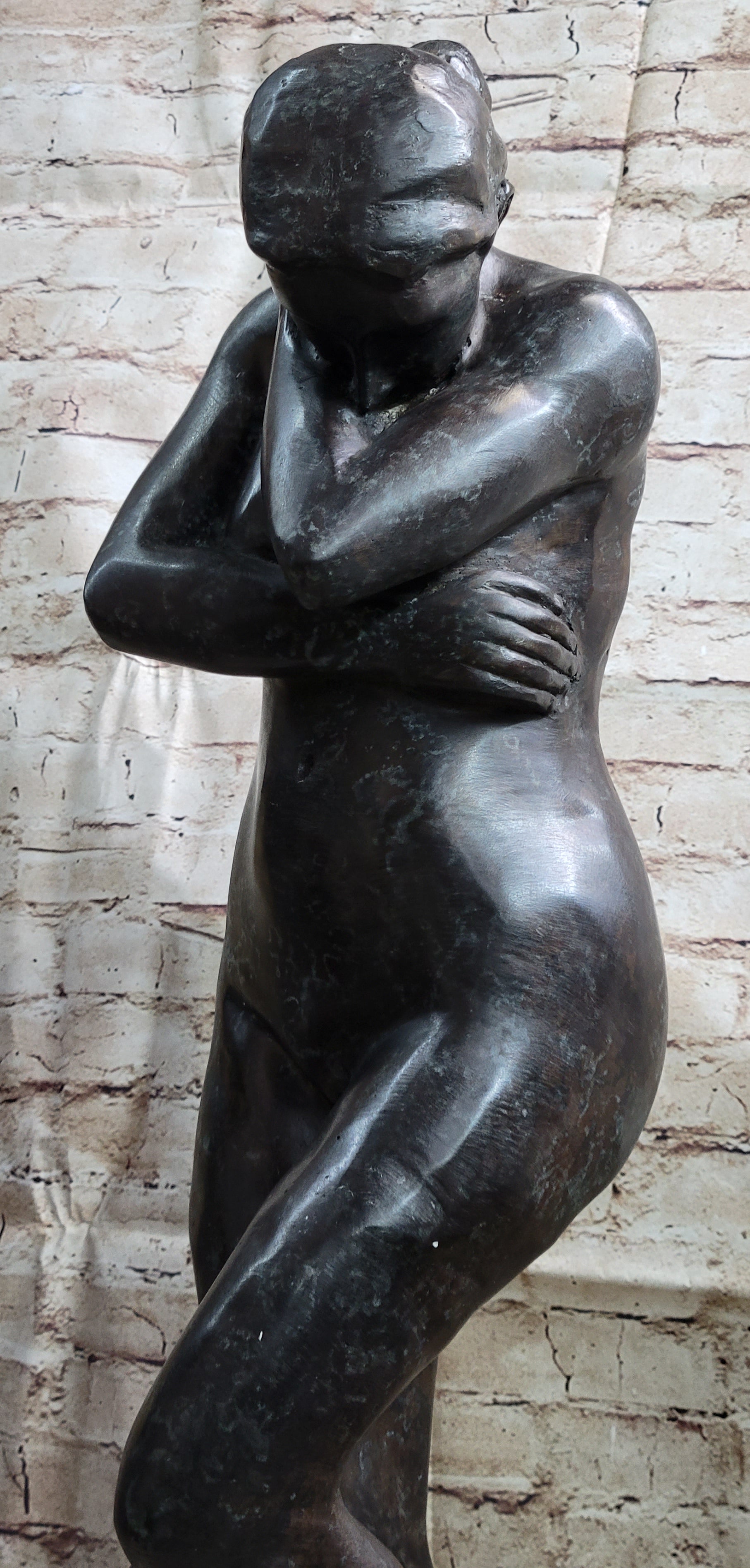 Eve by Auguste Rodin Bronze Sculpture Statue Nude Female Figure on Marble Base