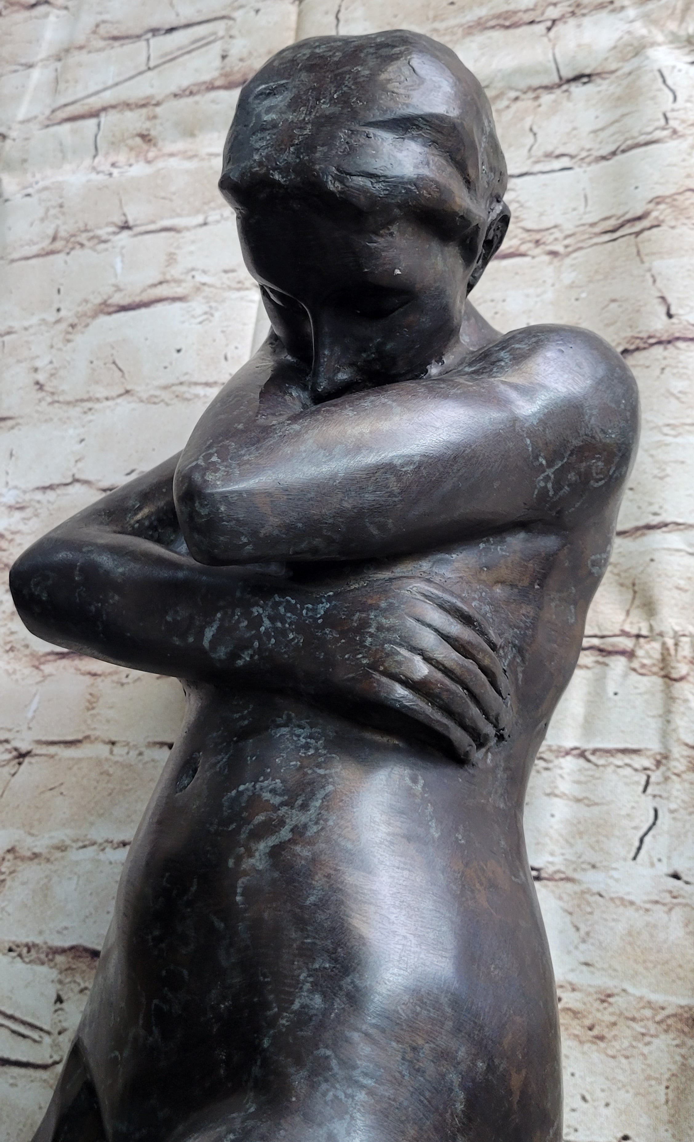 Eve by Auguste Rodin Bronze Sculpture Statue Nude Female Figure on Marble Base