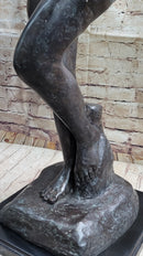 Eve by Auguste Rodin Bronze Sculpture Statue Nude Female Figure on Marble Base