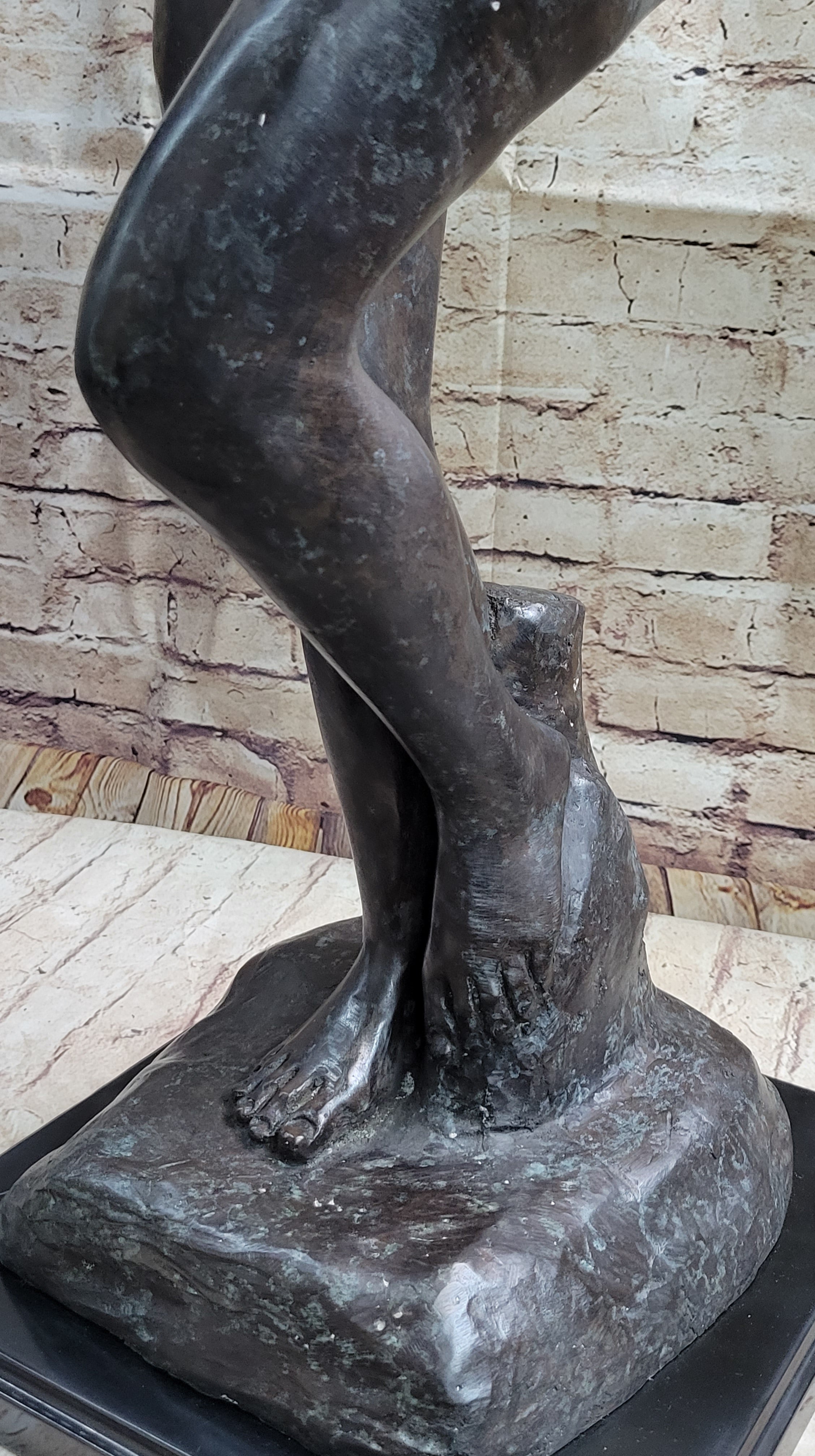 Eve by Auguste Rodin Bronze Sculpture Statue Nude Female Figure on Marble Base