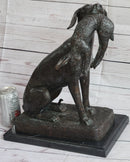 Hunting Dog Retriever w/ Rabbit Bronze Sculpture 16" x 16"