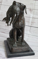 Hunting Dog Retriever w/ Rabbit Bronze Sculpture 16" x 16"