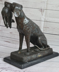 Hunting Dog Retriever w/ Rabbit Bronze Sculpture 16" x 16"