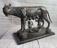 Capitoline Wolf Bronze Sculpture Romulus & Remus 16" x 23"