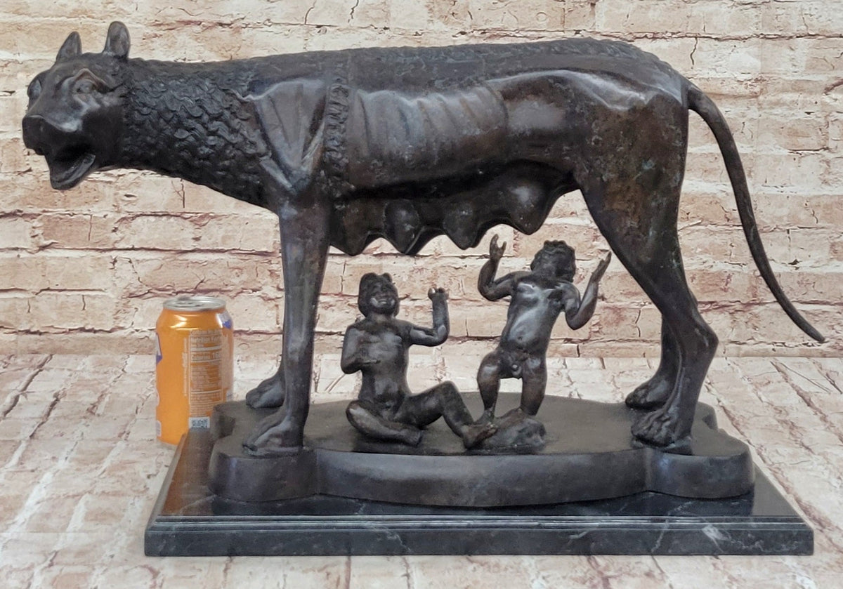 Capitoline Wolf Bronze Sculpture Romulus & Remus 16" x 23"