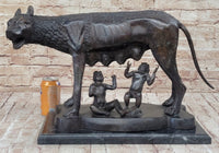 Capitoline Wolf Bronze Sculpture Romulus & Remus 16" x 23"