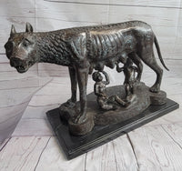 Capitoline Wolf Bronze Sculpture Romulus & Remus 16" x 23"