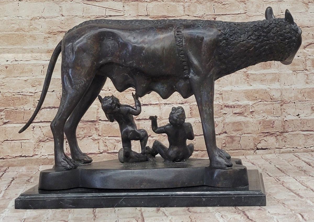 Capitoline Wolf Bronze Sculpture Romulus & Remus 16" x 23"