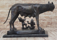 Capitoline Wolf Bronze Sculpture Romulus & Remus 16" x 23"