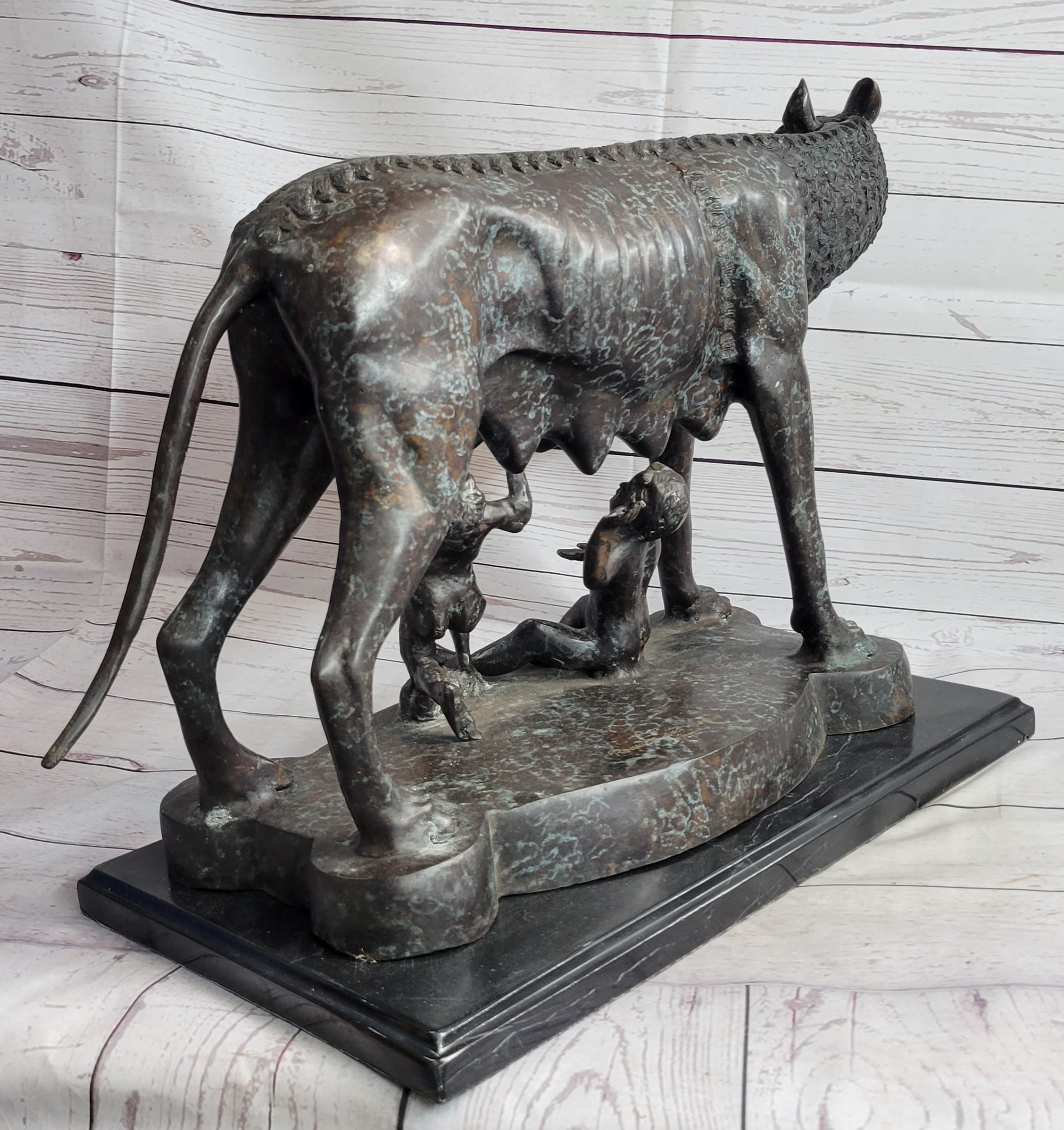 Capitoline Wolf Bronze Sculpture Romulus & Remus 16" x 23"