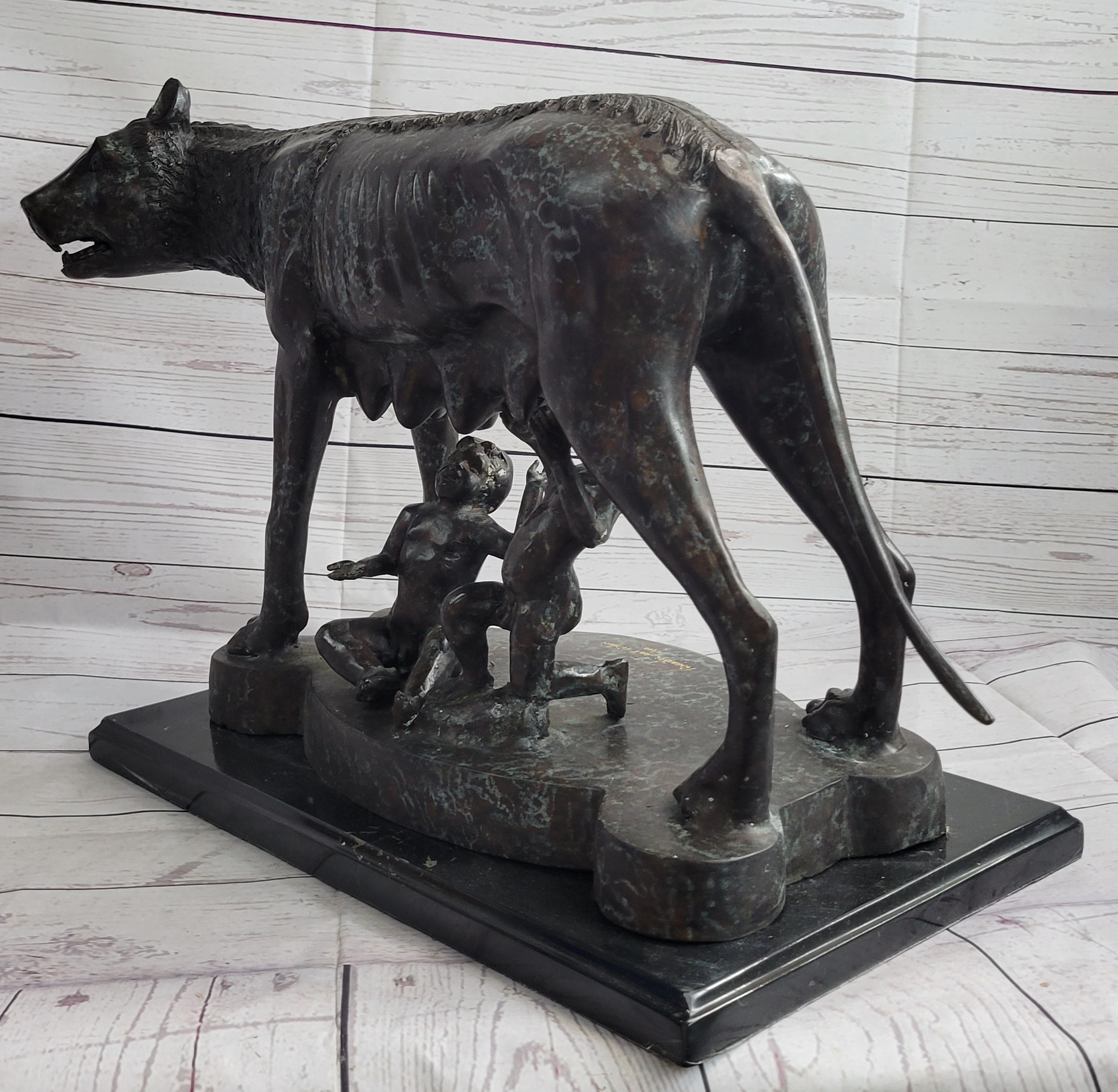 Capitoline Wolf Bronze Sculpture Romulus & Remus 16" x 23"