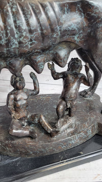 Capitoline Wolf Bronze Sculpture Romulus & Remus 16" x 23"