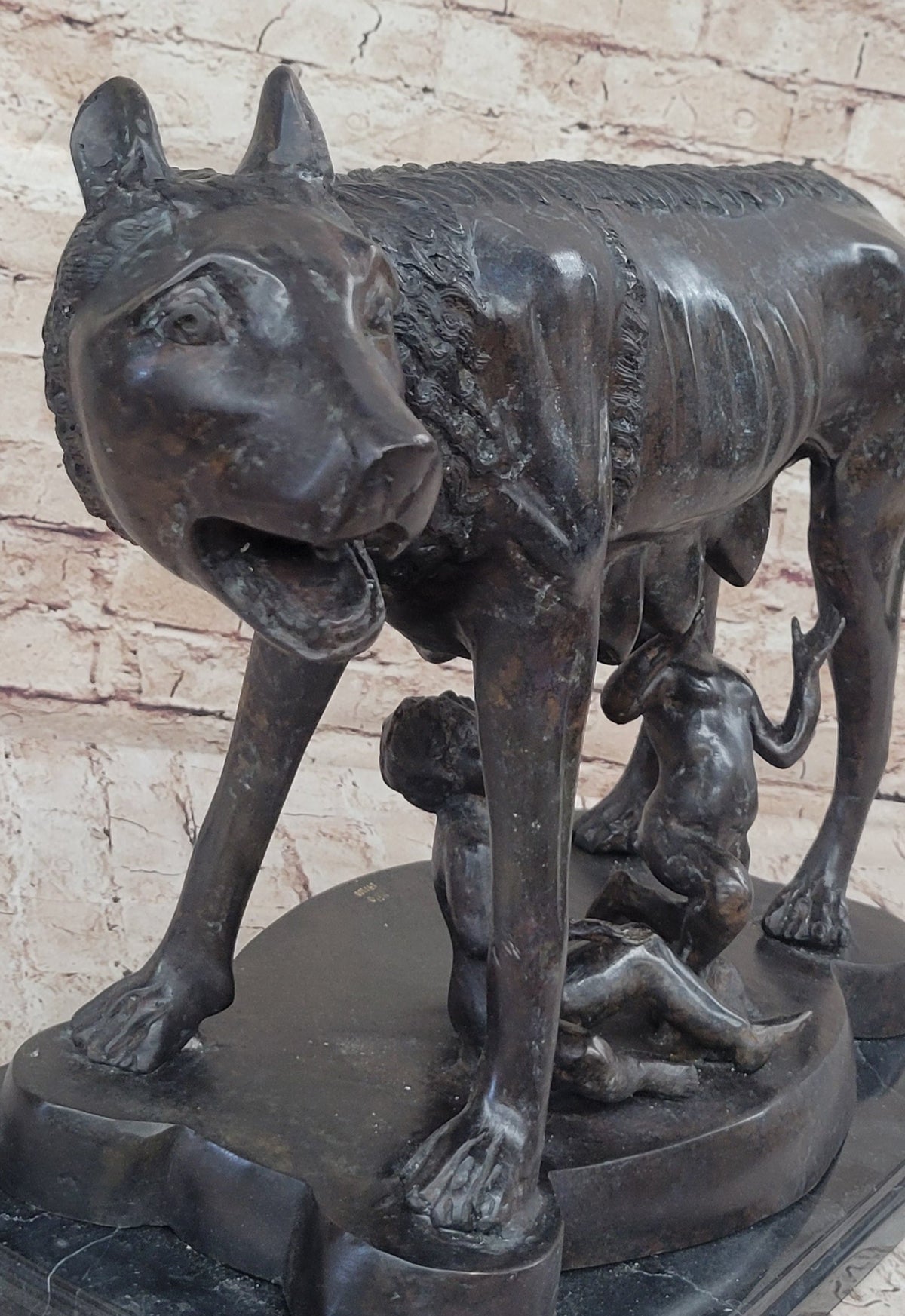 Capitoline Wolf Bronze Sculpture Romulus & Remus 16" x 23"