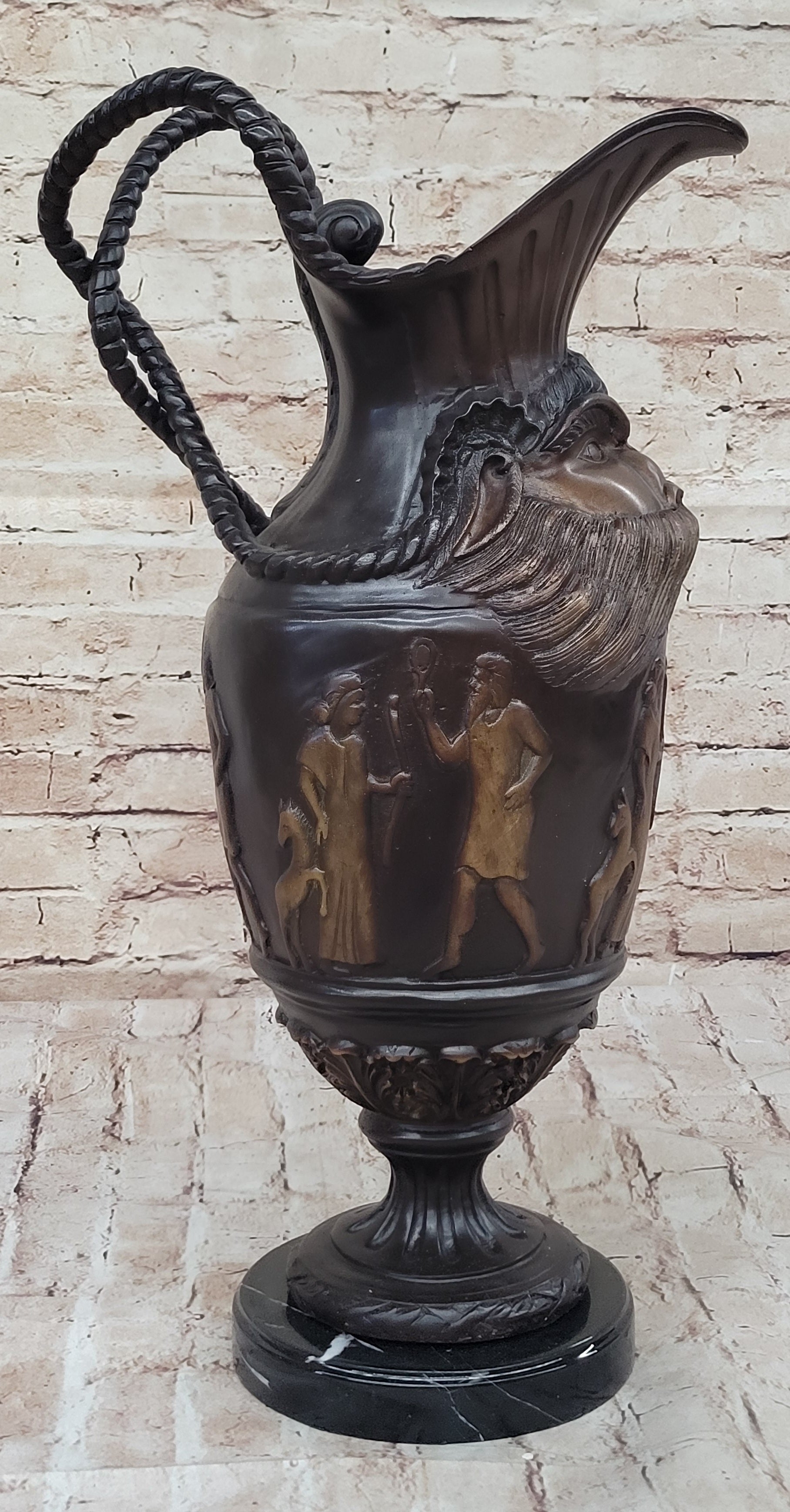 Hot Cast Bronze Middle Eastern Urn Sculpture Signed Art