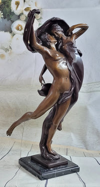 Cupid & Psyche Romantic Couple Flying Bronze Sculpture 24" x 11"