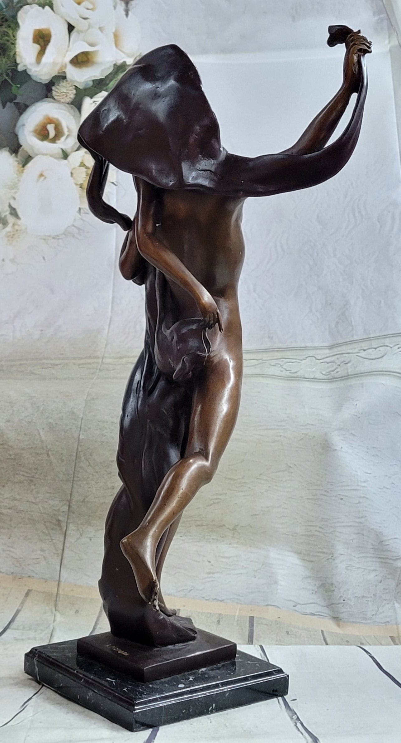 Cupid & Psyche Romantic Couple Flying Bronze Sculpture 24" x 11"