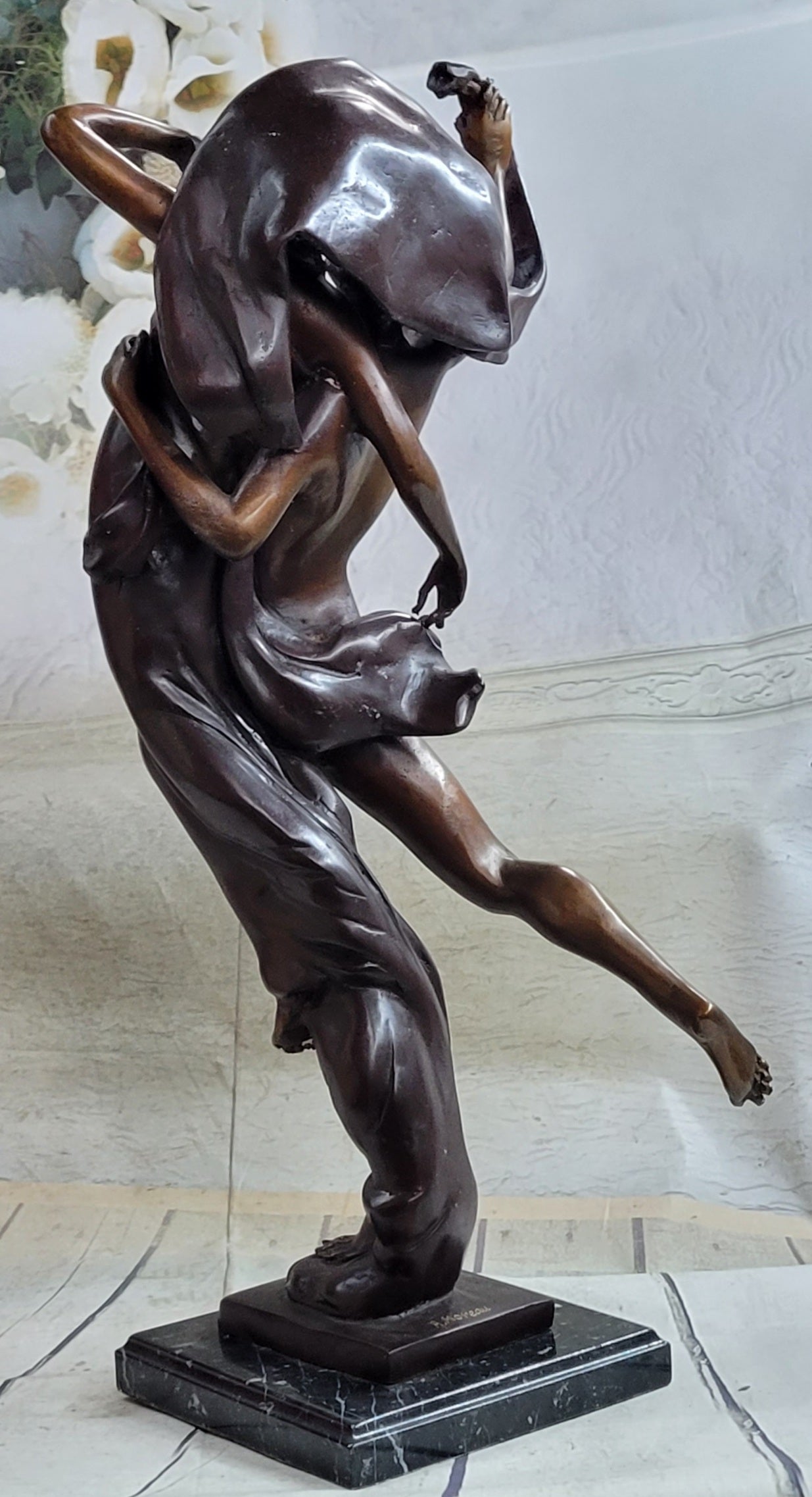 Cupid & Psyche Romantic Couple Flying Bronze Sculpture 24" x 11"