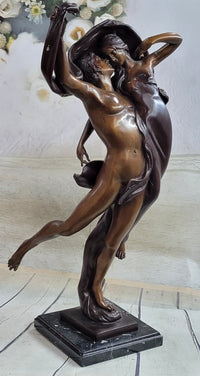 Cupid & Psyche Romantic Couple Flying Bronze Sculpture 24" x 11"