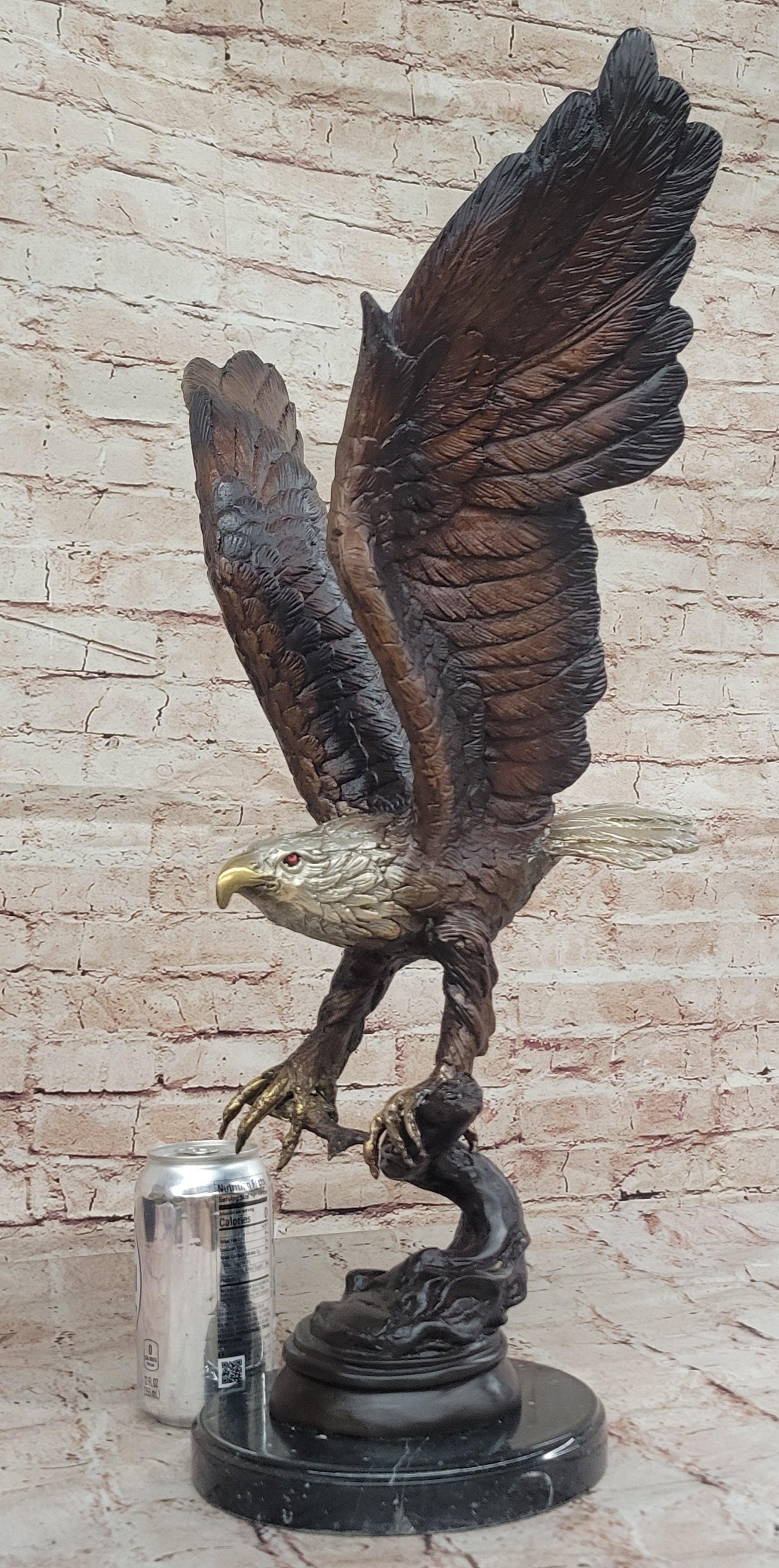 Signed Moigniez Eagle Catch Fish Bronze Sculpture 24" x 13"