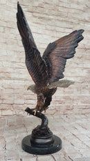 Signed Moigniez Eagle Catch Fish Bronze Sculpture 24" x 13"