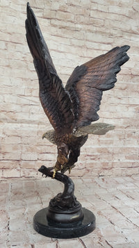 Signed Moigniez Eagle Catch Fish Bronze Sculpture 24" x 13"