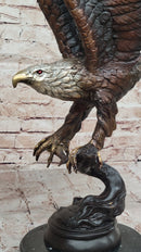 Signed Moigniez Eagle Catch Fish Bronze Sculpture 24" x 13"