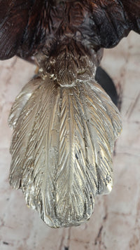 Signed Moigniez Eagle Catch Fish Bronze Sculpture 24" x 13"