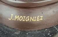 Signed Moigniez Eagle Catch Fish Bronze Sculpture 24" x 13"