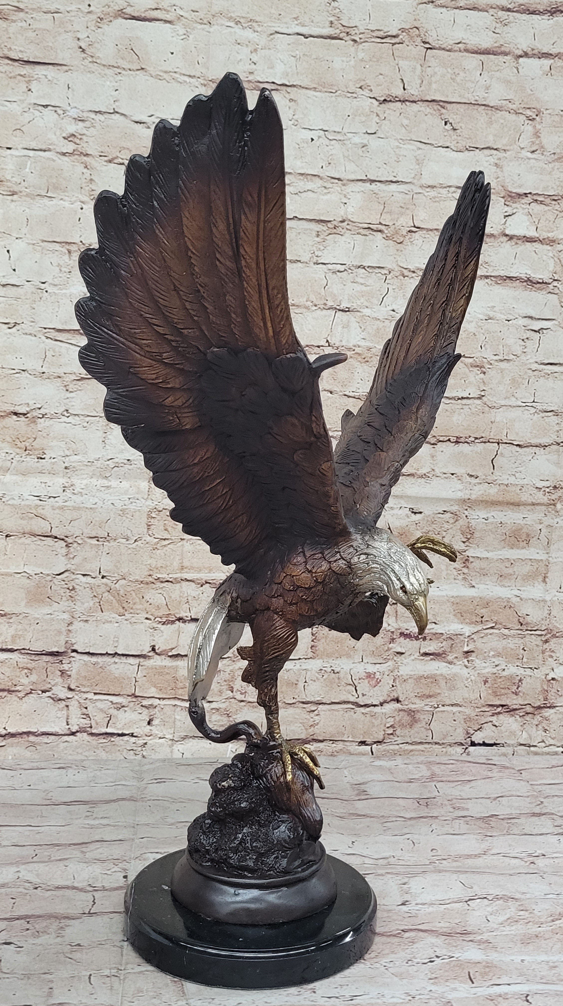 American Bald Eagle Bronze Sculpture by Moigniez 22" x 17"