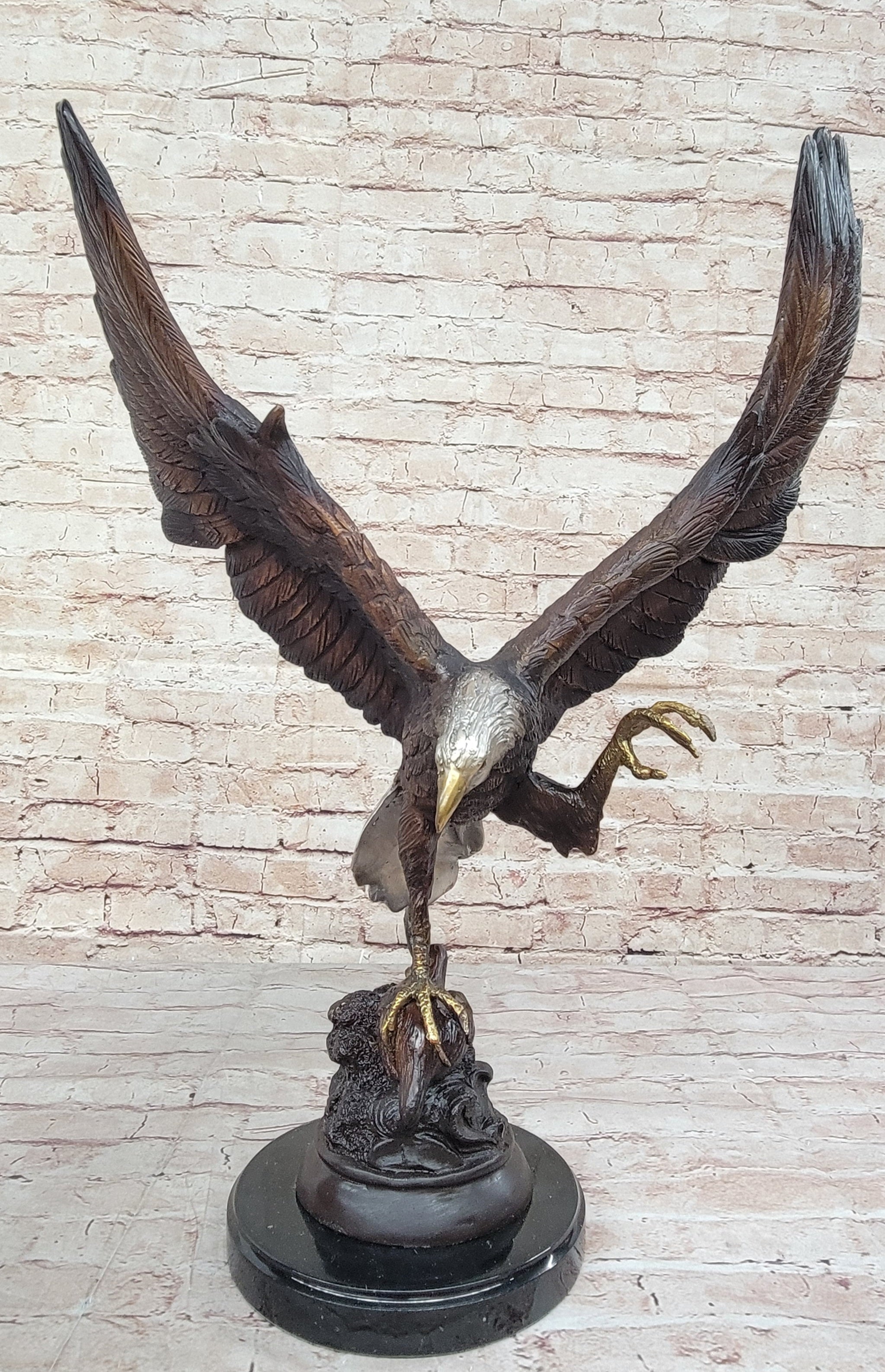 American Bald Eagle Bronze Sculpture by Moigniez 22" x 17"