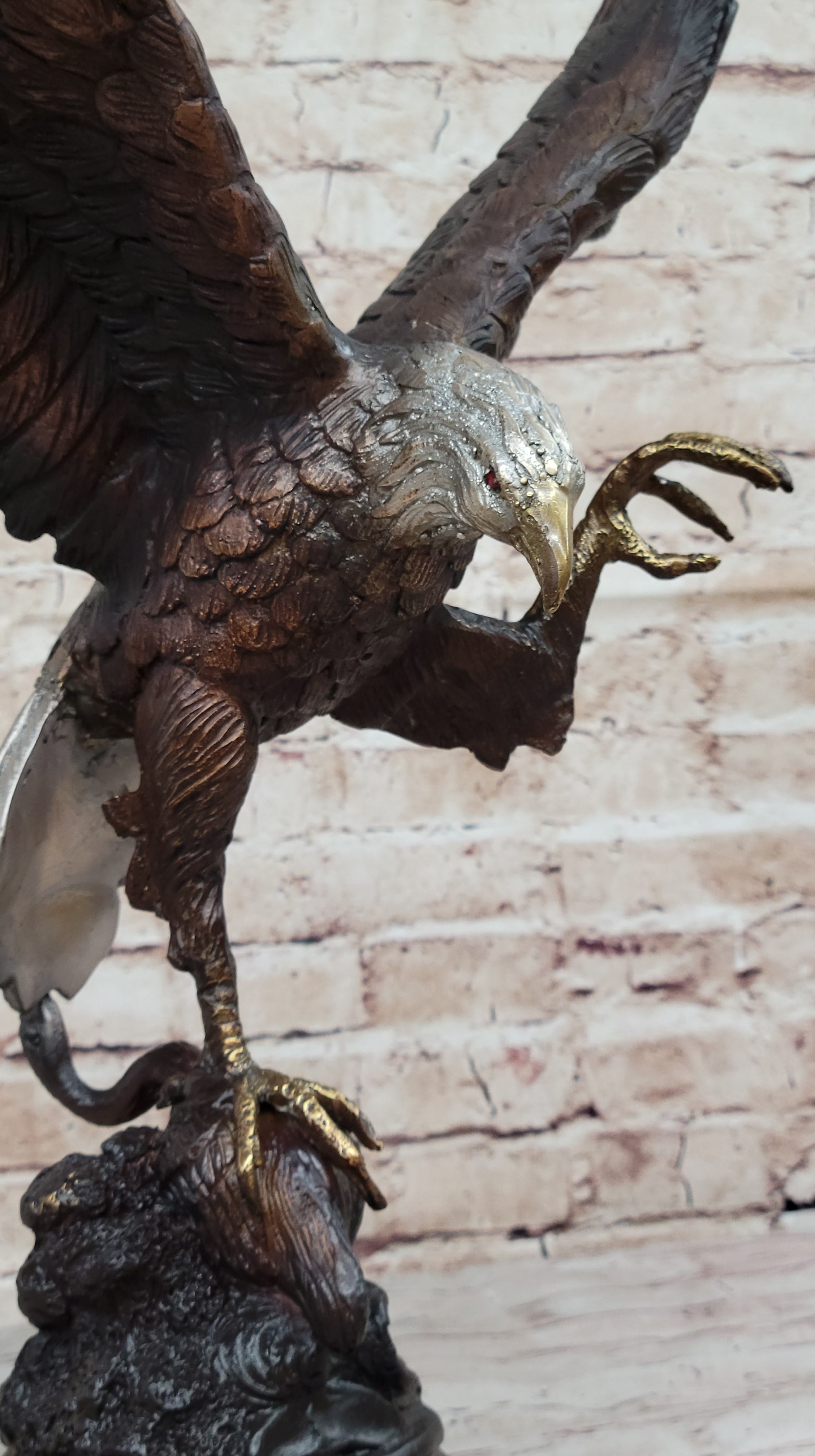 American Bald Eagle Bronze Sculpture by Moigniez 22" x 17"