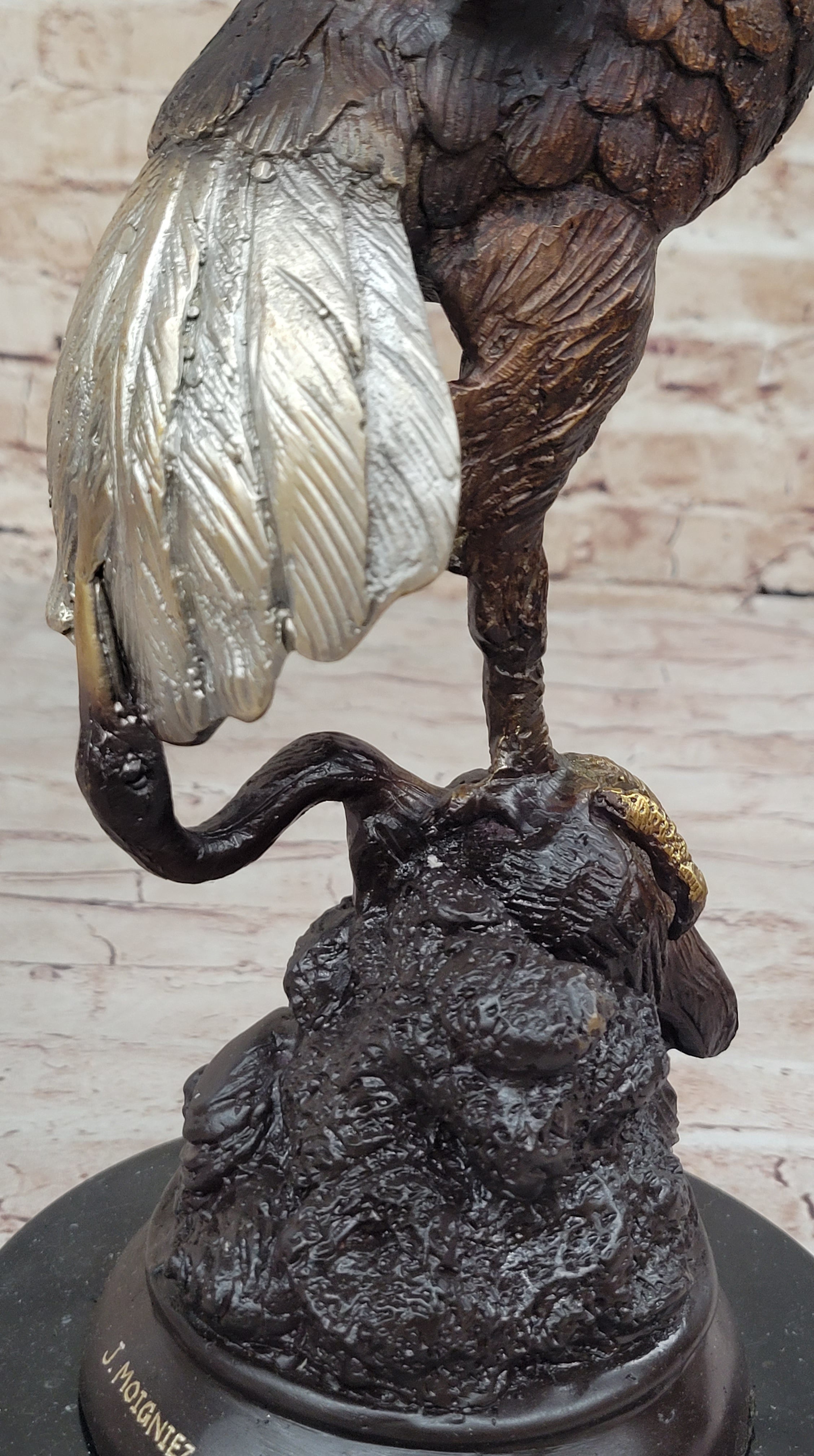 American Bald Eagle Bronze Sculpture by Moigniez 22" x 17"